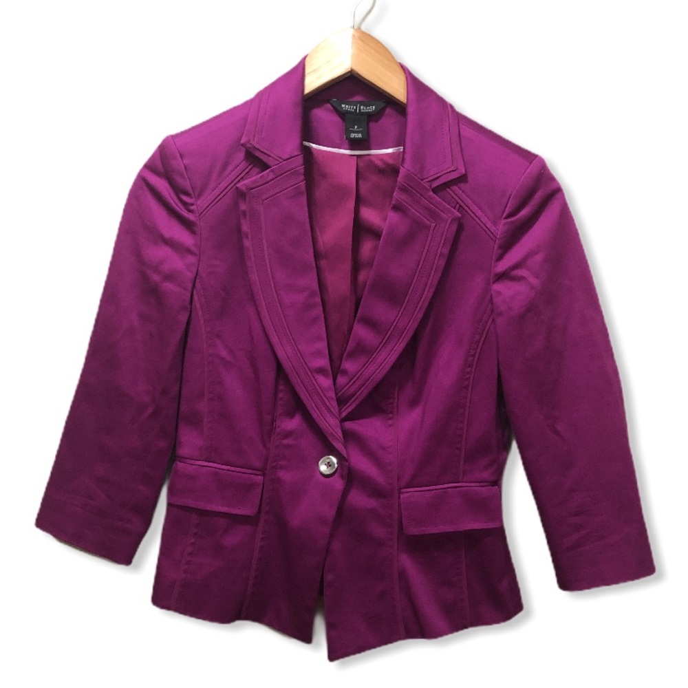 {WHBM} Magenta Cropped Peplum Blazer Jacket